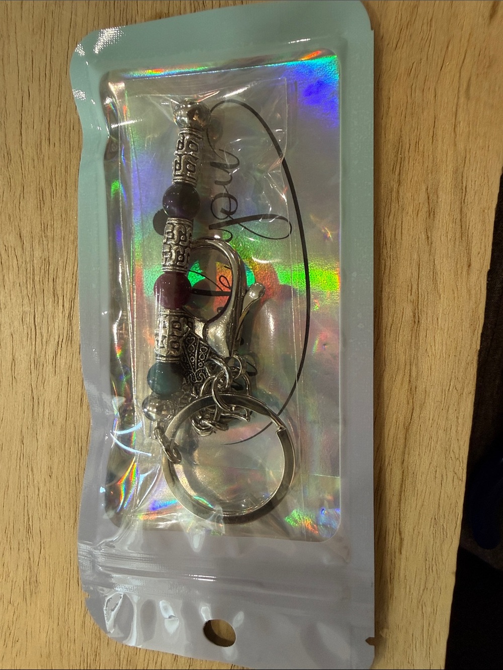 Beaded Angel Keychain with Silver Accents - Multicolor - Picture 7 of 9